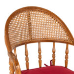 Vintage Oak Cane Back Desk Chair with Red Cushion - Image 3