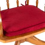 Vintage Oak Cane Back Desk Chair with Red Cushion - Image 4