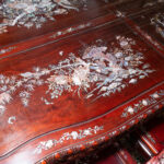 Vintage Siam Rosewood and Mother of Pearl Dining Table with 8 Chairs - Image 3