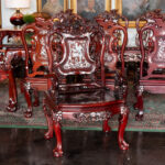 Vintage Siam Rosewood and Mother of Pearl Dining Table with 8 Chairs - Image 6