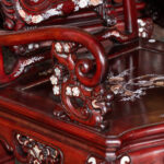 Vintage Siam Rosewood and Mother of Pearl Dining Table with 8 Chairs - Image 9