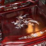 Vintage Siam Rosewood and Mother of Pearl Dining Table with 8 Chairs - Image 10