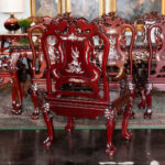 Vintage Siam Rosewood and Mother of Pearl Dining Table with 8 Chairs - Image 13