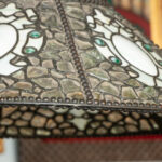Antique Leaded Slag Glass Pendant Light with Malachite Accents - Image 3