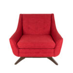 Mid Century Style Red Upholstered Armchair with Button Tuft Back