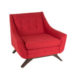 Mid Century Style Red Upholstered Armchair with Button Tuft Back - Image 6