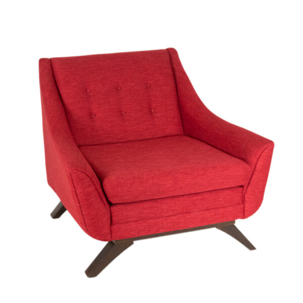 Mid Century Style Red Upholstered Armchair with Button Tuft Back - Image 6
