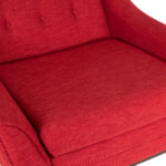 Mid Century Style Red Upholstered Armchair with Button Tuft Back - Image 3