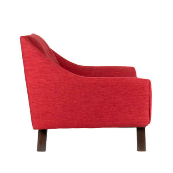 Mid Century Style Red Upholstered Armchair with Button Tuft Back - Image 5