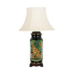 Hand Painted Porcelain Table Lamp with Animals and Foliage