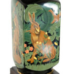 Hand Painted Porcelain Table Lamp with Animals and Foliage - Image 3