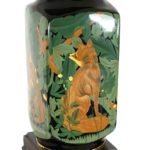 Hand Painted Porcelain Table Lamp with Animals and Foliage - Image 2