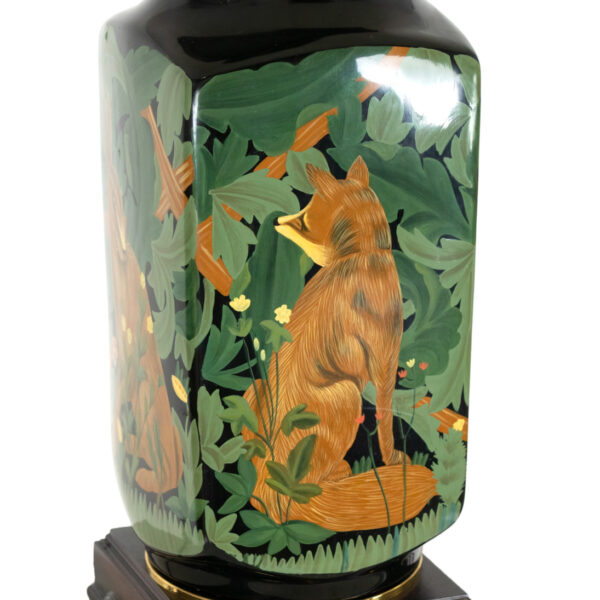 Hand Painted Porcelain Table Lamp with Animals and Foliage - Image 2