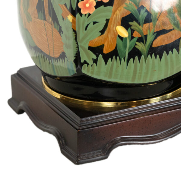 Hand Painted Porcelain Table Lamp with Animals and Foliage - Image 5