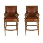Pair of HANCOCK & MOORE Traditional Leather Bar Stools