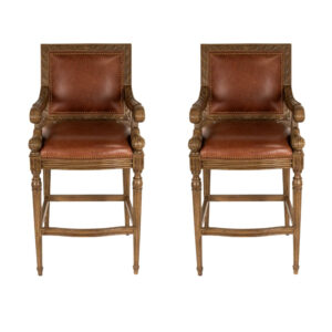 Pair of HANCOCK & MOORE Traditional Leather Bar Stools