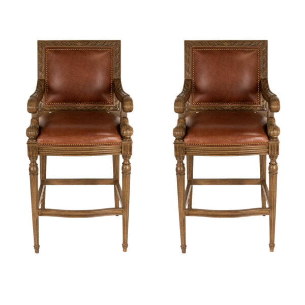 Pair of HANCOCK & MOORE Traditional Leather Bar Stools - Image 1