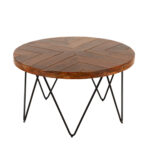 Round Rustic Wood Top Coffee Table on Ebony Hairpin Legs