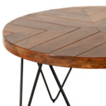 Round Rustic Wood Top Coffee Table on Ebony Hairpin Legs - Image 3