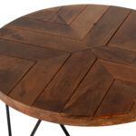 Round Rustic Wood Top Coffee Table on Ebony Hairpin Legs - Image 2