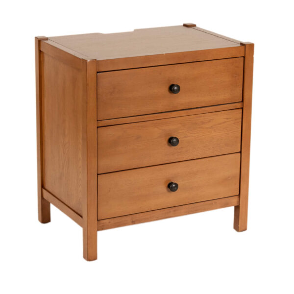 Three Drawer Nightstand in Light Finish with Power Hub - Image 2