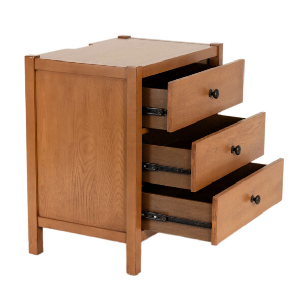 Three Drawer Nightstand in Light Finish with Power Hub - Image 3