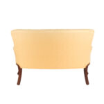 Button Tufted Back Settee in Gold Damask Upholstery - Image 7