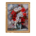 Vintage Original Oil Floral Still Life on Canvas Signed Leimbach