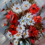 Vintage Original Oil Floral Still Life on Canvas Signed Leimbach - Image 2