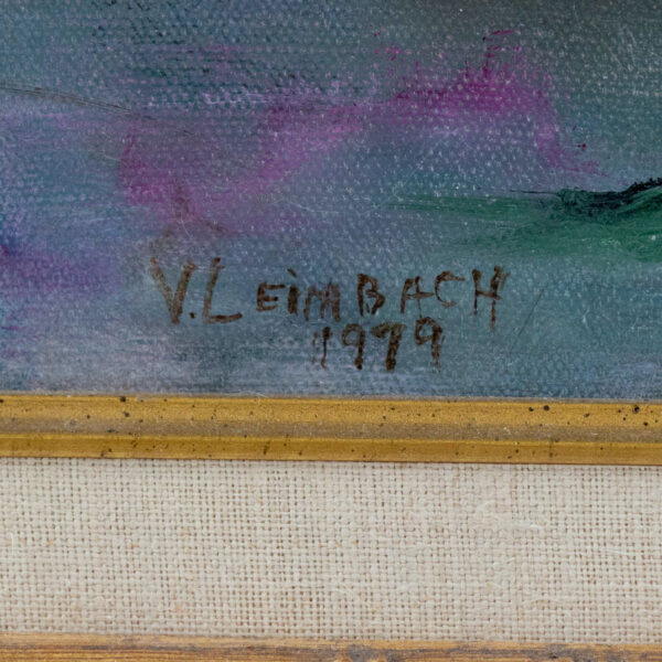 Vintage Original Oil Floral Still Life on Canvas Signed Leimbach - Image 4
