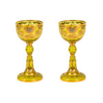 MOSER Czech Bohemian Grapevine Design Green Goblets