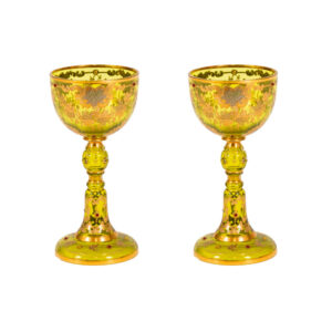 MOSER Czech Bohemian Grapevine Design Green Goblets