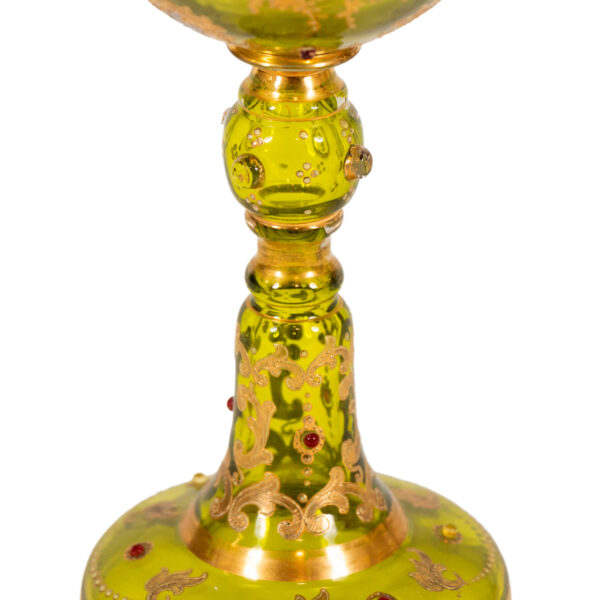 MOSER Czech Bohemian Grapevine Design Green Goblets - Image 3