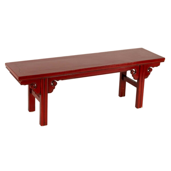 Chinese Elm Ming Style Red Finish Bench - Image 1