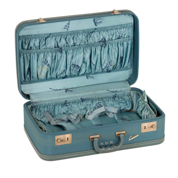 Vintage CROWN La Parisienne Teal Suitcase - Image 3