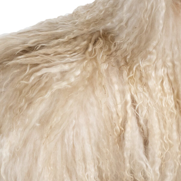 Mongolian Wool Sheep Stool with Antlers - Image 3