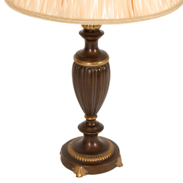 STIFFEL Burnished Brass Fluted Urn Table Lamp with Pleated Shade - Image 2
