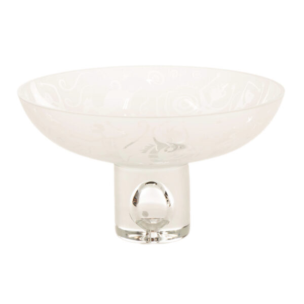 LEANDRA DRUMM Etched Glass Pedestal Bowl - Image 1