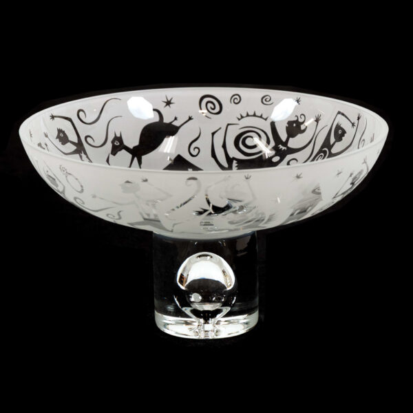 LEANDRA DRUMM Etched Glass Pedestal Bowl - Image 3