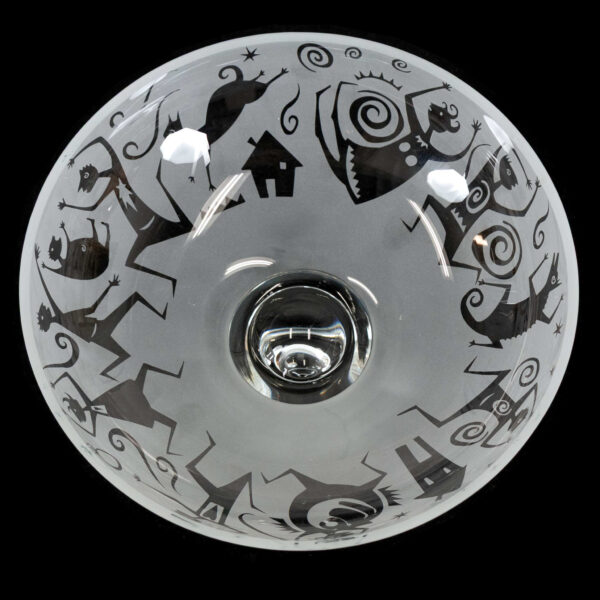 LEANDRA DRUMM Etched Glass Pedestal Bowl - Image 2