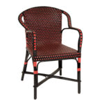 Set of 4 All Weather Wicker Armchairs in Red and Black - Image 5