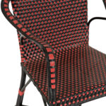 Set of 4 All Weather Wicker Armchairs in Red and Black - Image 3