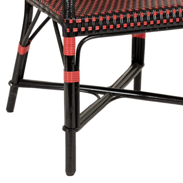Set of 4 All Weather Wicker Armchairs in Red and Black - Image 4