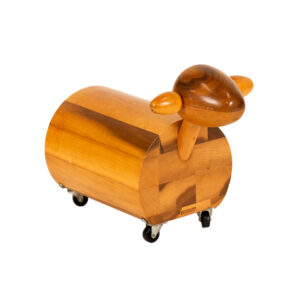 Rare Vintage CREATIVE PLAYTHINGS Turned Wood Riding Sheep Circa 1960