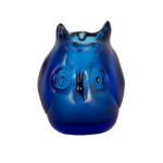 Vintage DOMINIC LABINO Iridescent Cobalt Glass Owl Circa 1975