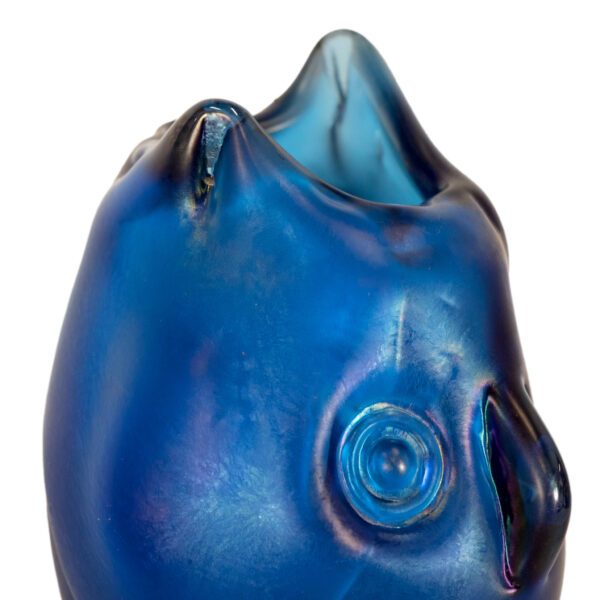 Vintage DOMINIC LABINO Iridescent Cobalt Glass Owl Circa 1975 - Image 3