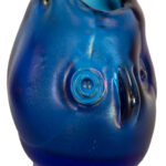 Vintage DOMINIC LABINO Iridescent Cobalt Glass Owl Circa 1975 - Image 2