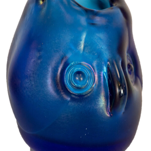 Vintage DOMINIC LABINO Iridescent Cobalt Glass Owl Circa 1975 - Image 2