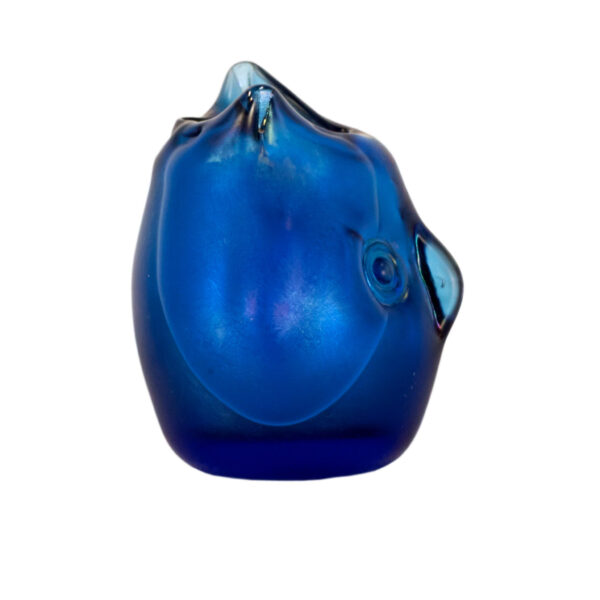 Vintage DOMINIC LABINO Iridescent Cobalt Glass Owl Circa 1975 - Image 5