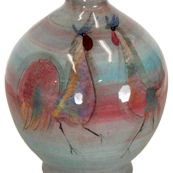 Vintage POLA PILLIN Mid Century Modern Decorated Vase with Roosters Circa 1960 - Image 2